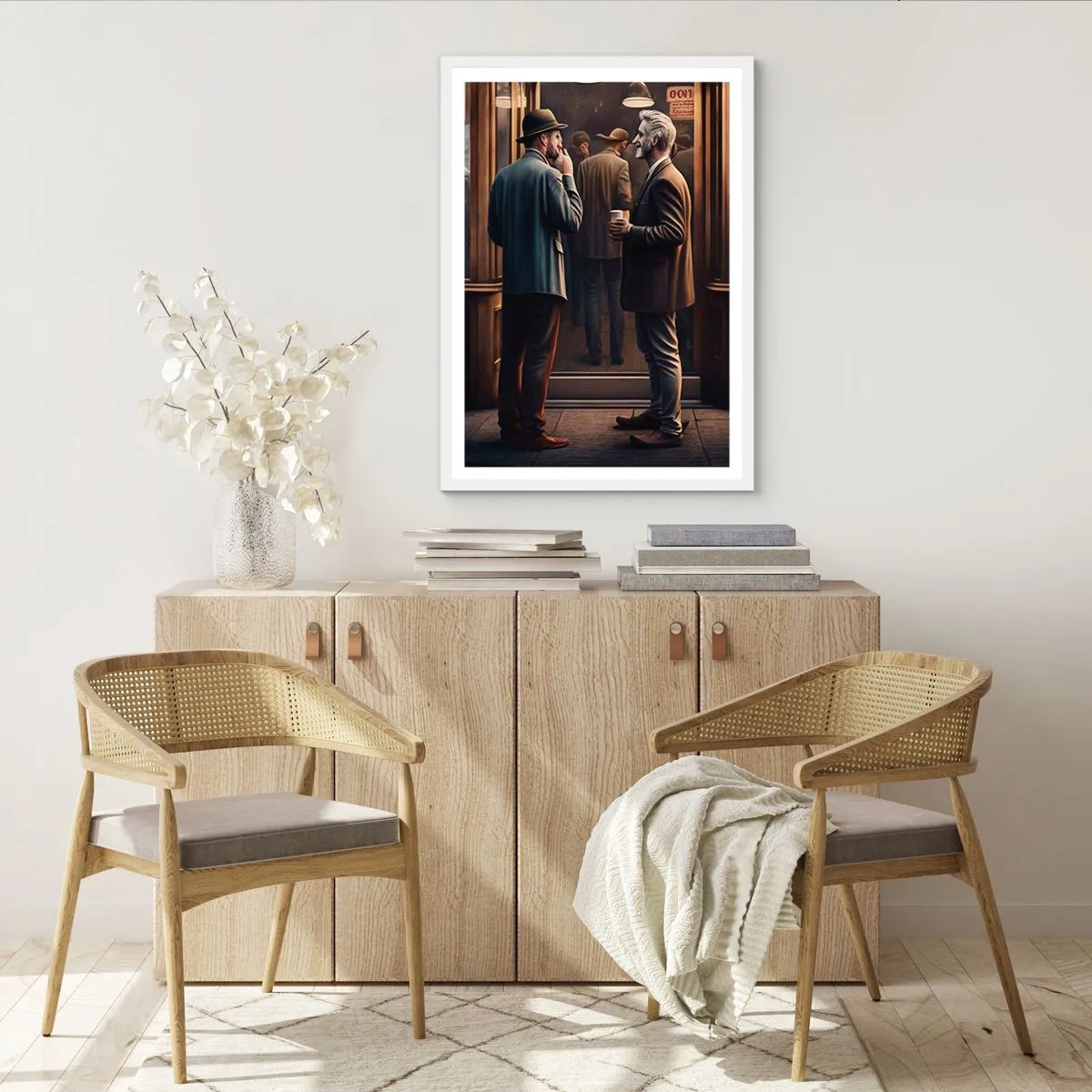 Plakat i hvid ramme - Et godt øjeblik på dagen - 50x70 cm