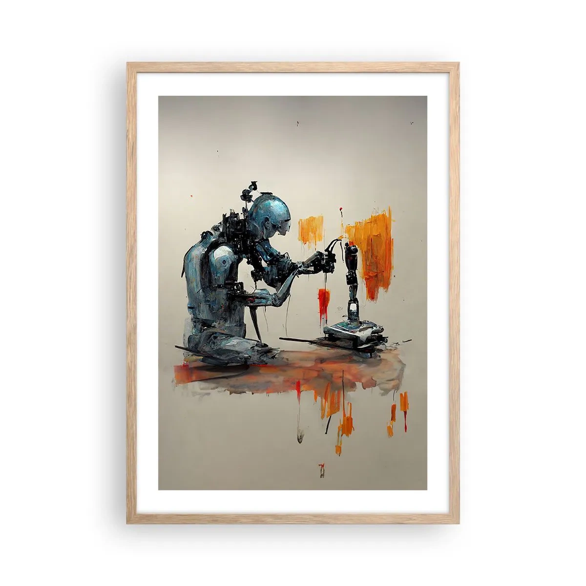 Plakat i ramme af lyst egetræ - Kommer i morgen... - 50x70 cm