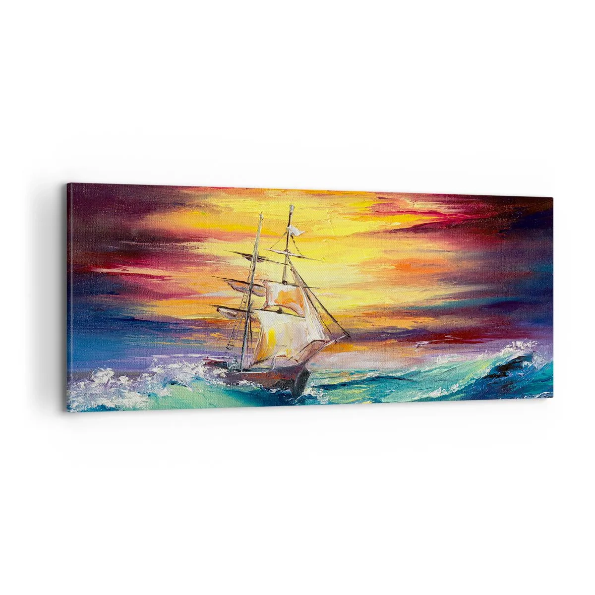 Lærredstryk - Billede på lærred - At trodse bølgerne - 100x40 cm