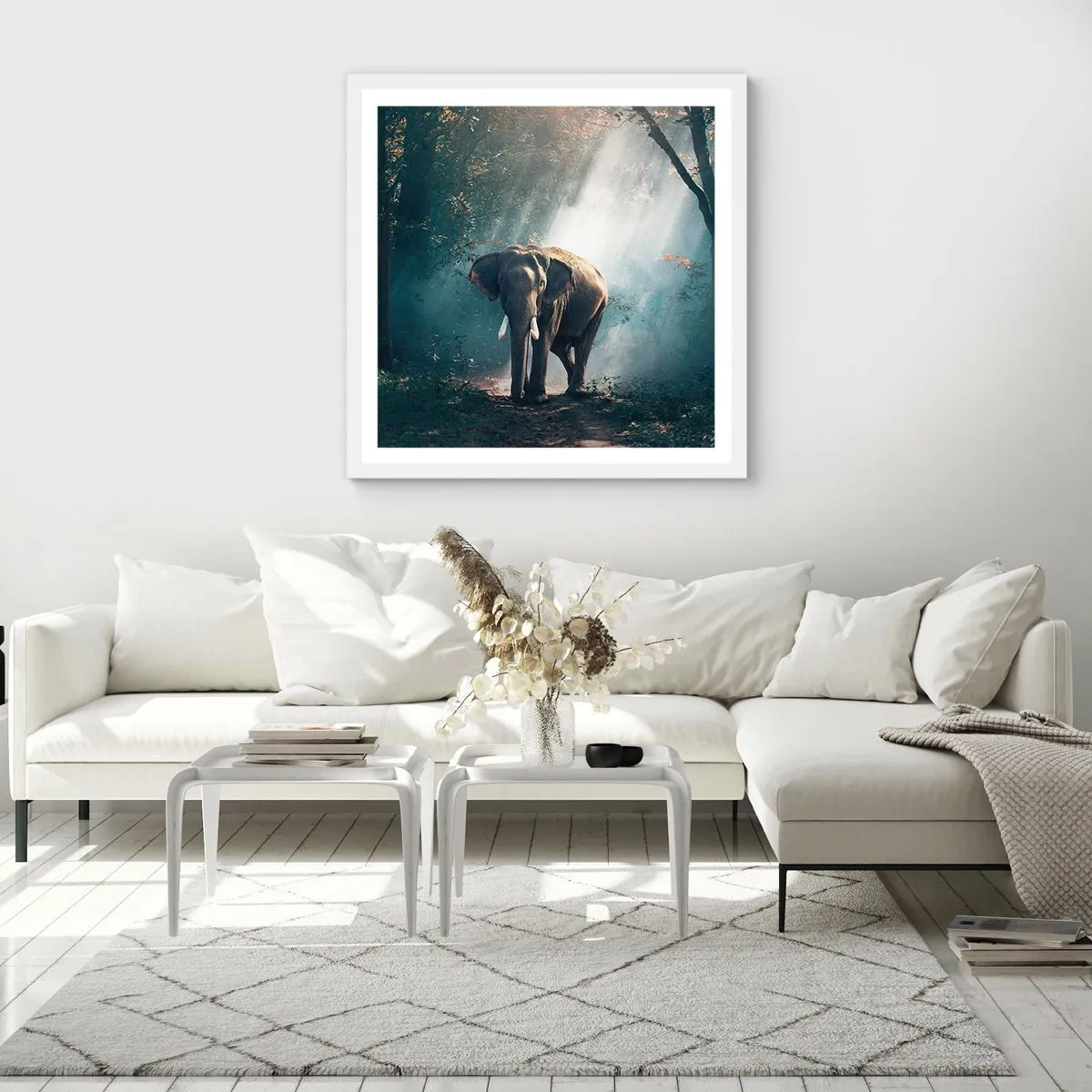 Plakat i hvid ramme - En fredelig gåtur - 50x50 cm