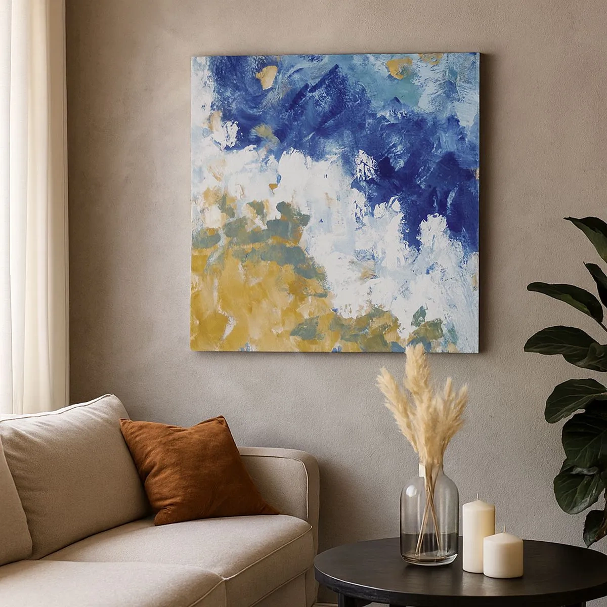 Lærredstryk - Billede på lærred - Elementernes dans - 30x30 cm