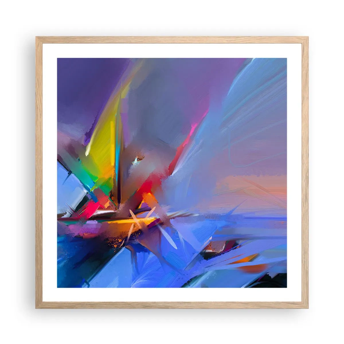 Plakat i ramme af lyst egetræ - Propeller som en fugl - 60x60 cm