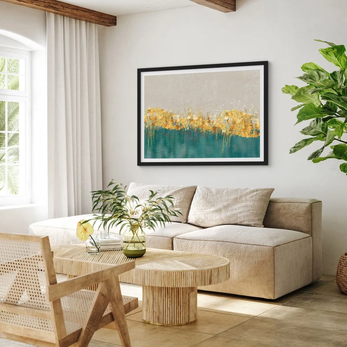 Plakat i sort ramme - Den gyldne grænse - 70x50 cm