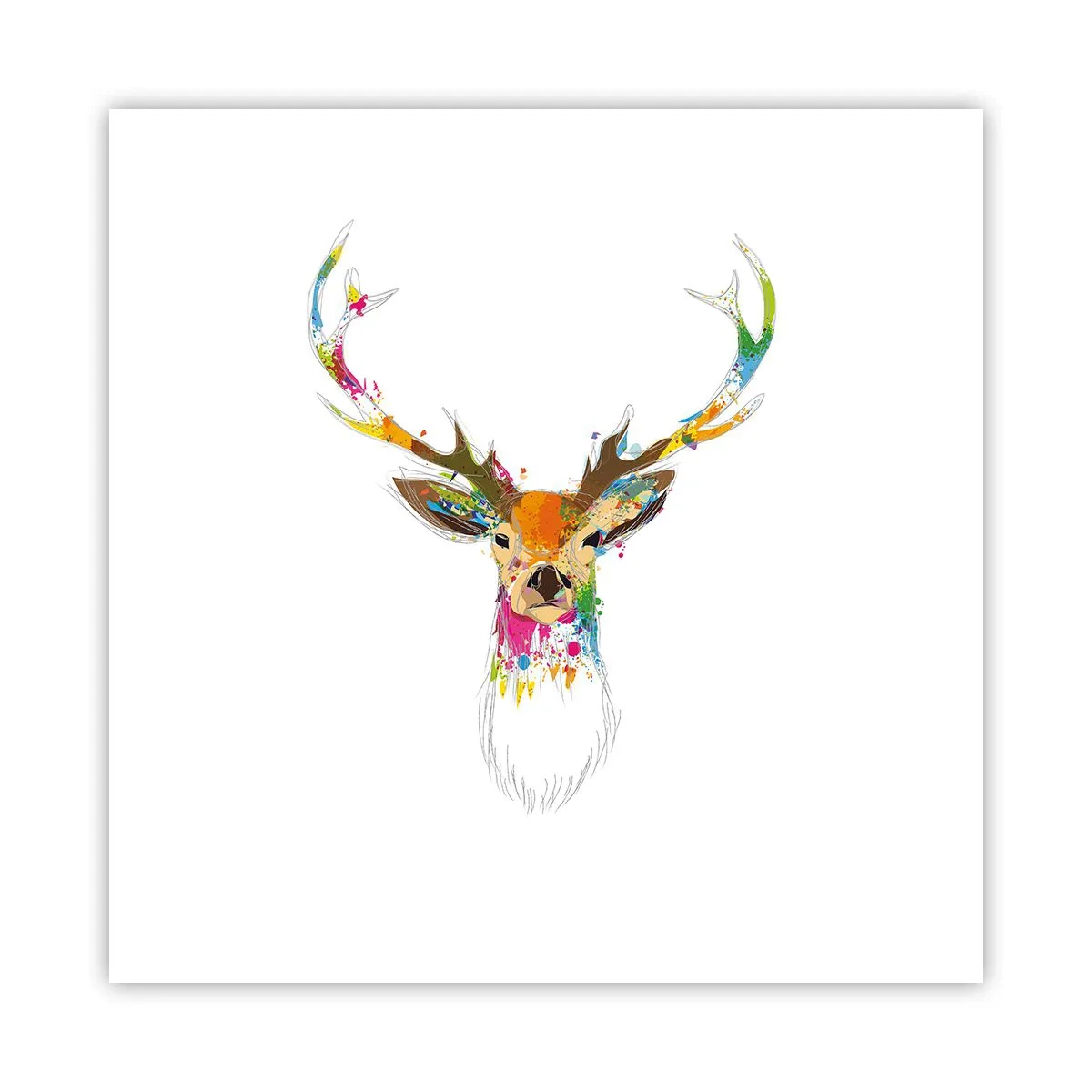 Plakat - Blid kronhjort badet i farver - 50x50 cm