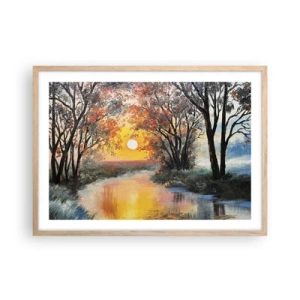 Plakat i ramme af lyst egetræ - Efterårs atmosfære - 70x50 cm