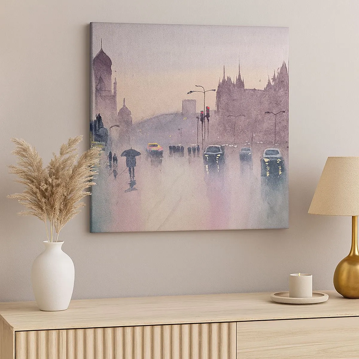 Lærredstryk - Billede på lærred - I en regnfuld tåge - 30x30 cm