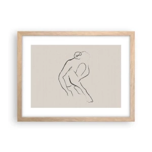 Plakat i ramme af lyst egetræ - Intim skitse - 40x30 cm