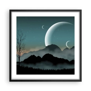 Plakat i sort ramme - Karneval i den stjerneklare nat - 50x50 cm