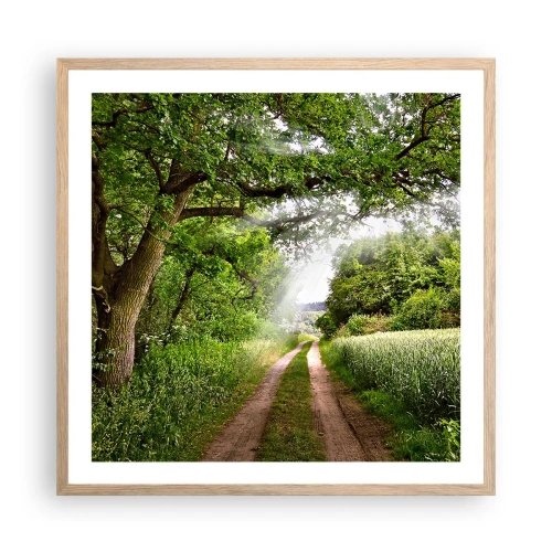 Plakat i ramme af lyst egetræ - Et in Arcadia ego - 60x60 cm