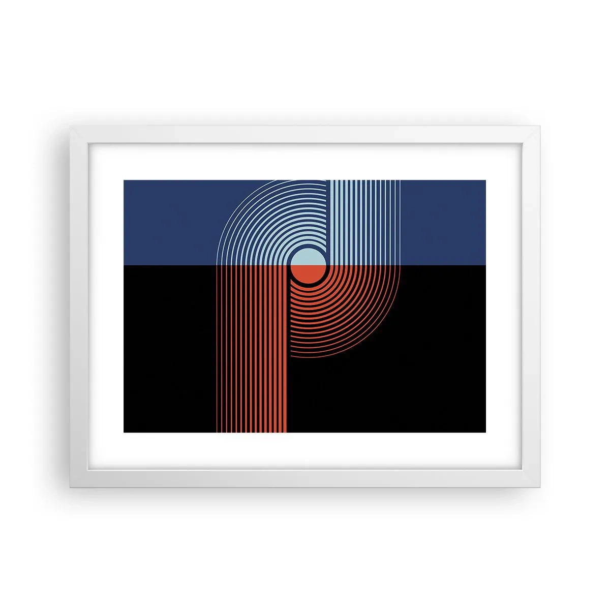 Plakat i hvid ramme - I en geometrisk omfavnelse - 40x30 cm