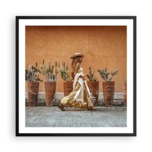 Plakat i sort ramme - I en hippieagtig stil - 60x60 cm