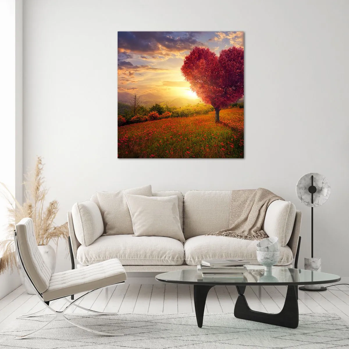 Billede på glas - Det griber om hjertet - 70x70 cm