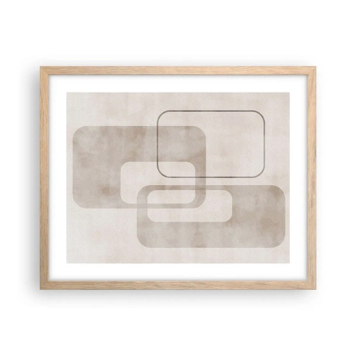 Plakat i ramme af lyst egetræ - Geometrisk fuga - 50x40 cm