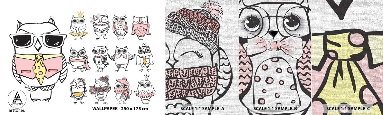 Prøve Fototapet Premium Canvas - Så mange roller at spille - For børn, Ugle, Børn - 100x30 cm