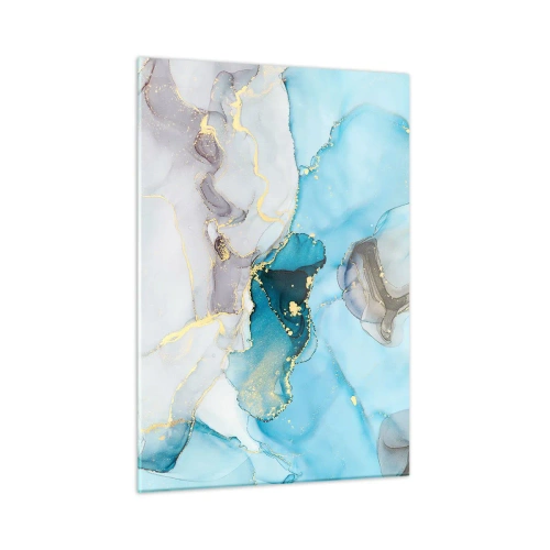 Billede på glas - En undersøgelse af mødet mellem grå og turkis - 50x70 cm