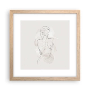 Plakat i ramme af lyst egetræ - Som et følsomt instrument - 30x30 cm