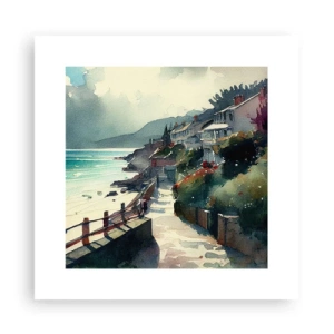 Plakat - Middelhavsby - 30x30 cm