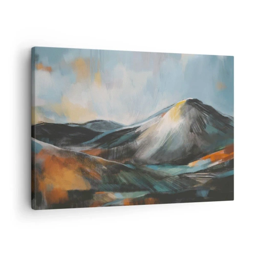 Lærredstryk - Billede på lærred - Abstrakt bjerglandskab i varme nuancer - 70x50cm - Rå og smuk - Moderne vægdekoration til stue og soveværelse ARTTOR