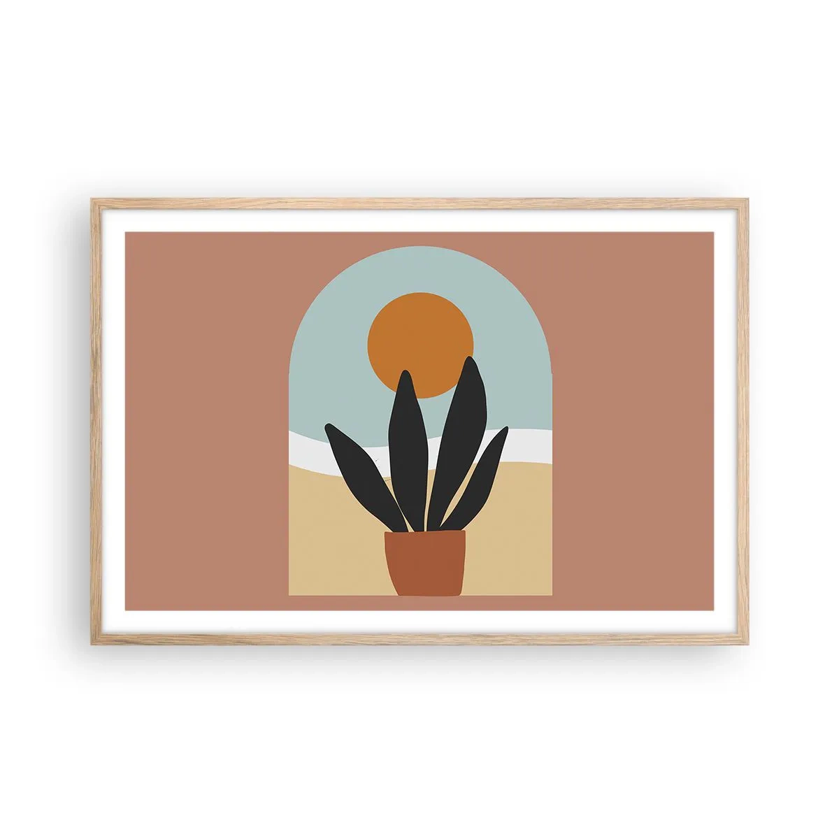 Plakat i ramme af lyst egetræ - Små glæder - 91x61 cm