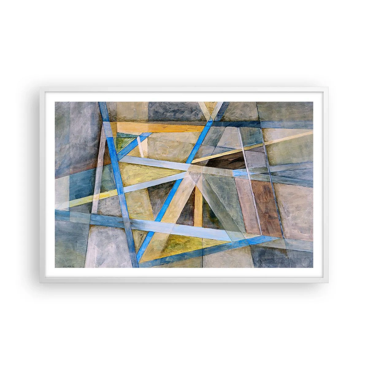Plakat i hvid ramme - Lige eller skråt? - 91x61 cm
