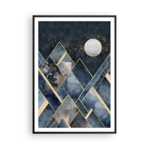 Plakat i sort ramme - Geometrisk landskab - 70x100 cm