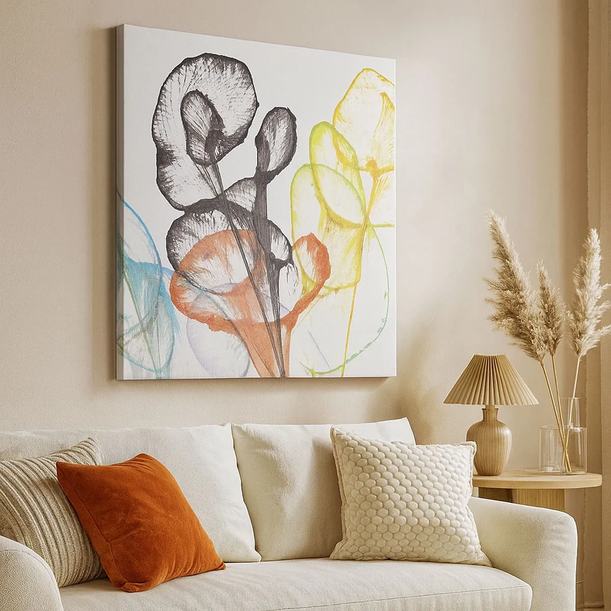 Lærredstryk - Billede på lærred - Blomster med sjæl - 30x30 cm