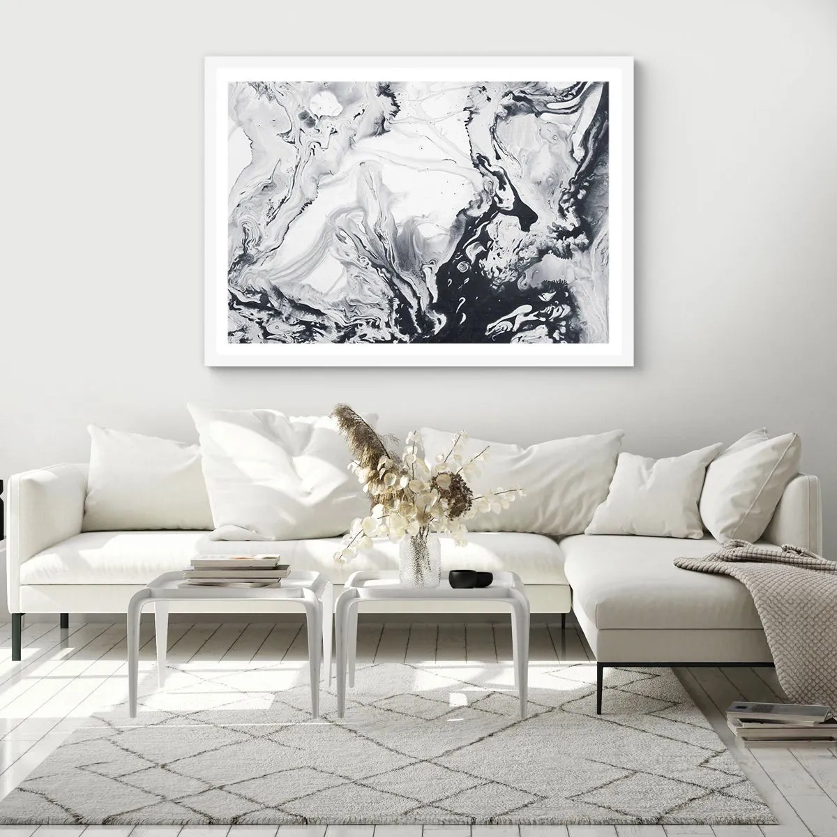 Plakat i hvid ramme - Jordens indre - 100x70 cm