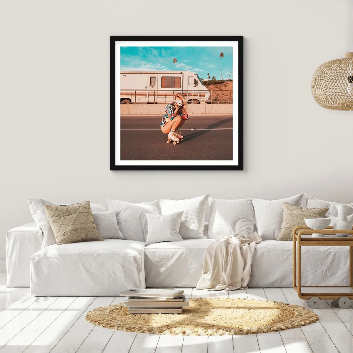 Plakat i sort ramme - Smil, tak! - 60x60 cm