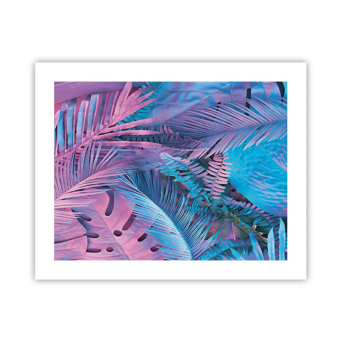 Plakat - Troperne i lyserød og blå - 50x40 cm