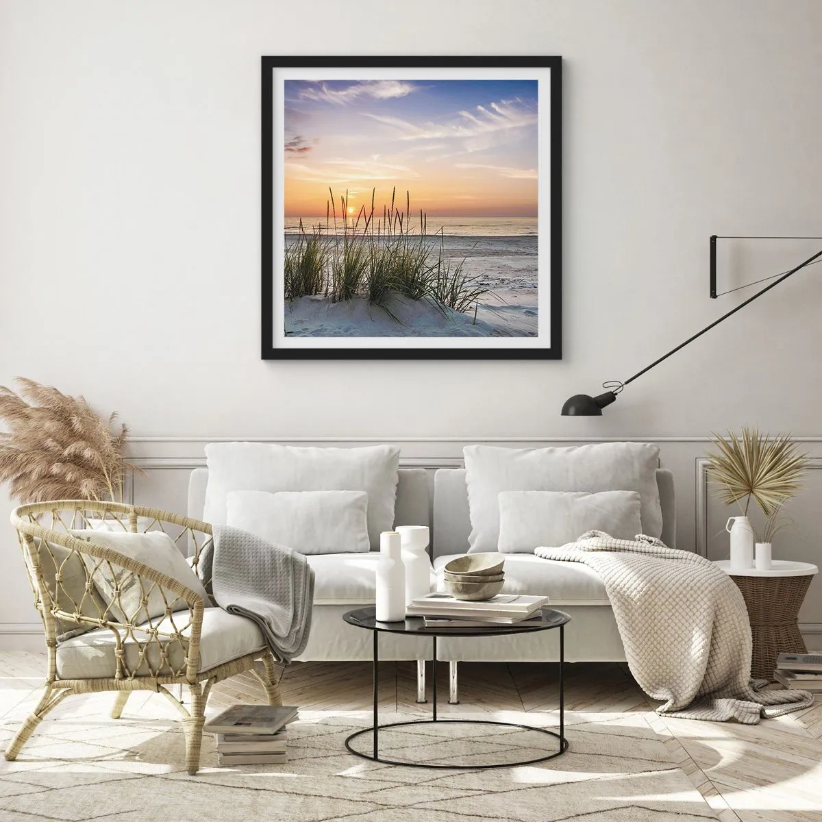 Plakat i sort ramme - Se, tænk, føl - 60x60 cm