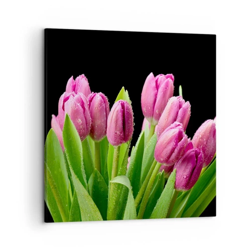 Lærredstryk - Billede på lærred - Forårets lilla glæde - 50x50 cm