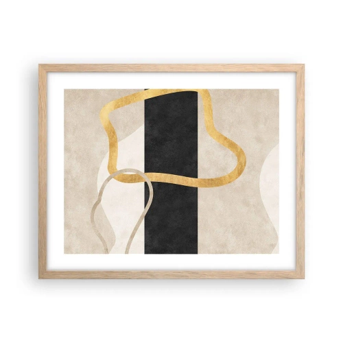 Plakat i ramme af lyst egetræ - Sløjfeformede former - 50x40 cm