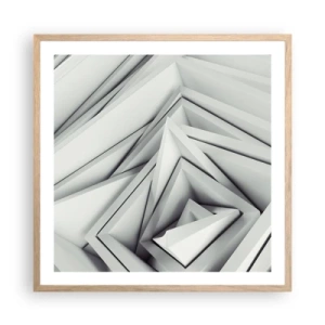 Plakat i ramme af lyst egetræ - Skarpe vinkler knopper - 60x60 cm