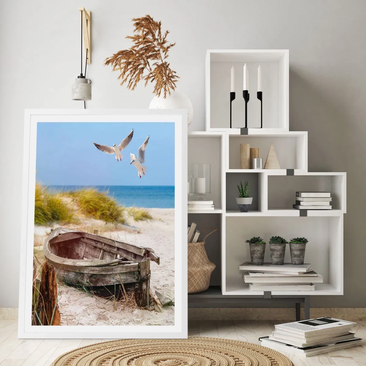 Plakat i hvid ramme - Badet i vinden - 30x40 cm