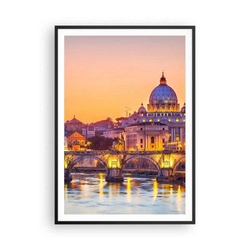 Plakat i sort ramme - Tusmørke over den evige by - 70x100 cm