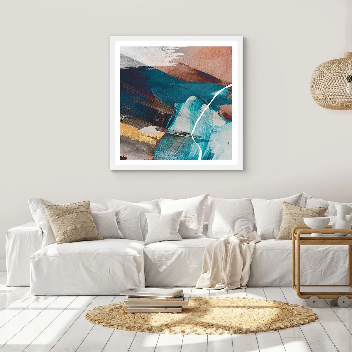 Plakat i hvid ramme - Med flair og energi - 60x60 cm