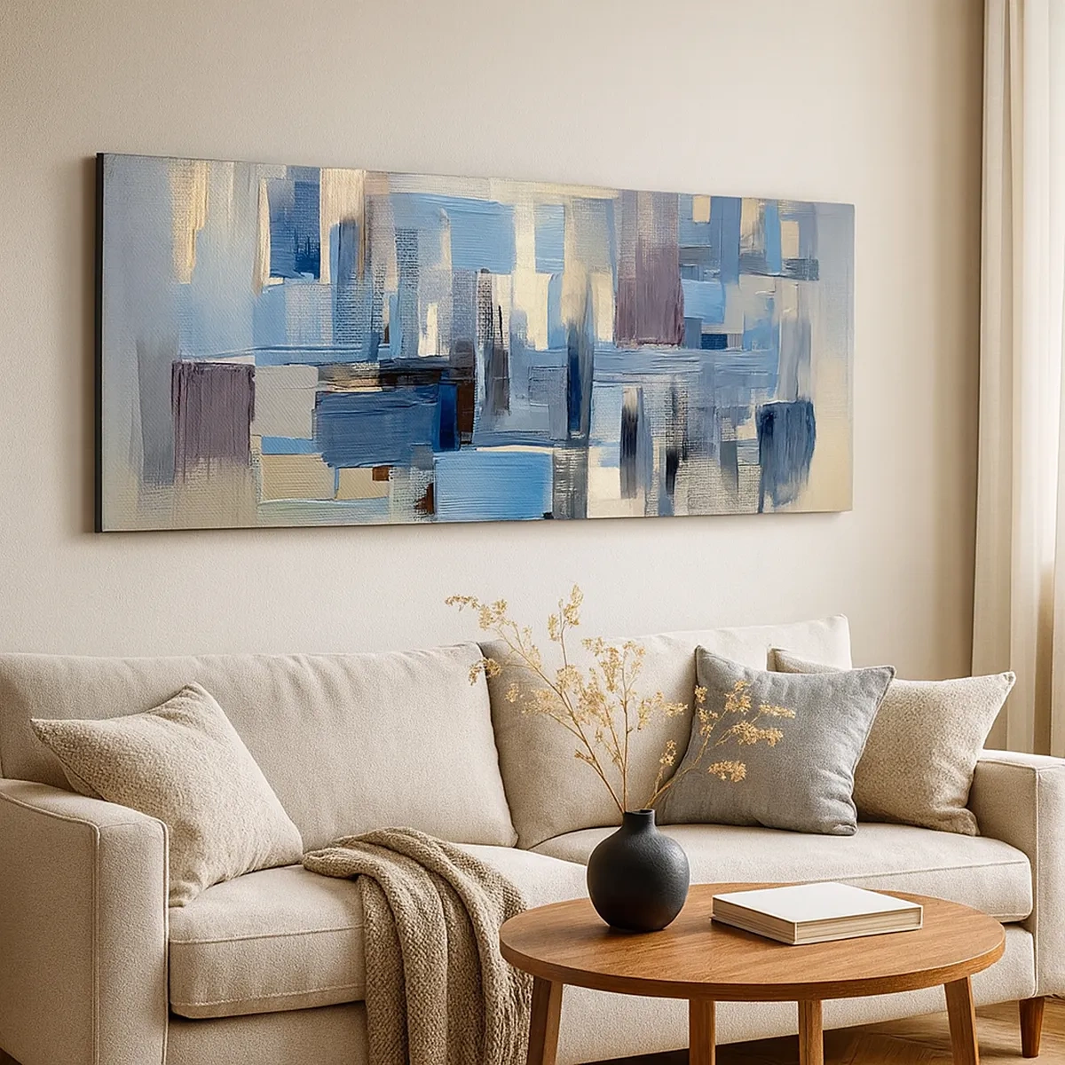 Lærredstryk - Billede på lærred - Blå konstruktion - 30x30 cm