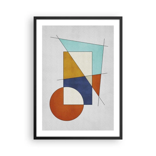 Plakat i sort ramme - Geometrisk abstraktion med farverige figurer og linjer - 50x70cm - Abstraktion: modernistisk leg - Moderne vægdekoration til stue og soveværelse ARTTOR