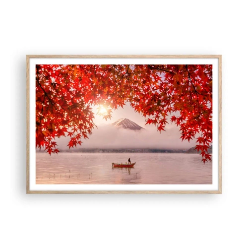 Plakat i ramme af lyst egetræ - I en japansk atmosfære - 100x70 cm