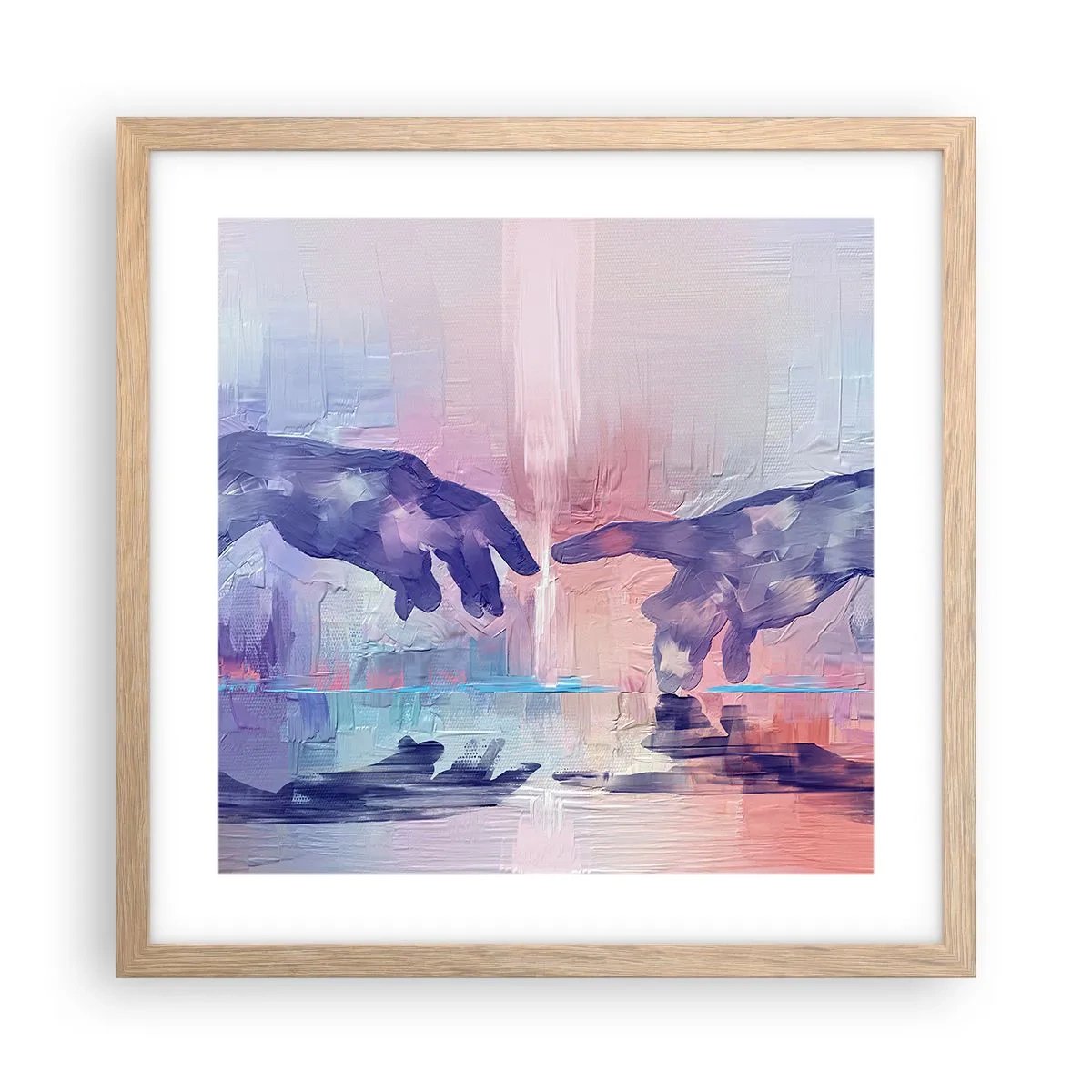 Plakat i ramme af lyst egetræ - Den guddommelige gnist af liv - 40x40 cm