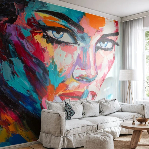 Fototapet Selvklæbende Deluxe Sticker - Vores første hemmelighed - Portræt af en kvinde, ansigt, Stykke - 400x280 cm