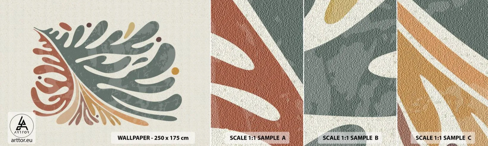 Fototapet Prøve Standard Eco - Flerfarvet blad - Boho, Minimalisme, Stykke - 100x30 cm