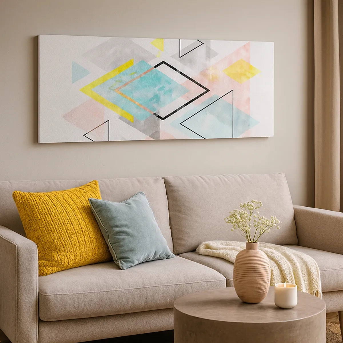 Lærredstryk - Billede på lærred - Geometrisk leg - 30x30 cm