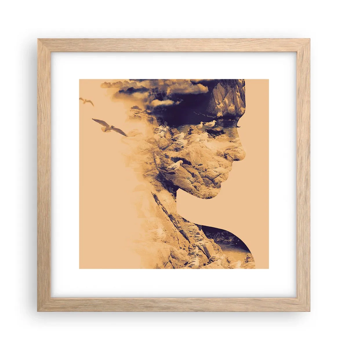 Plakat i ramme af lyst egetræ - Smuk af natur - 30x30 cm