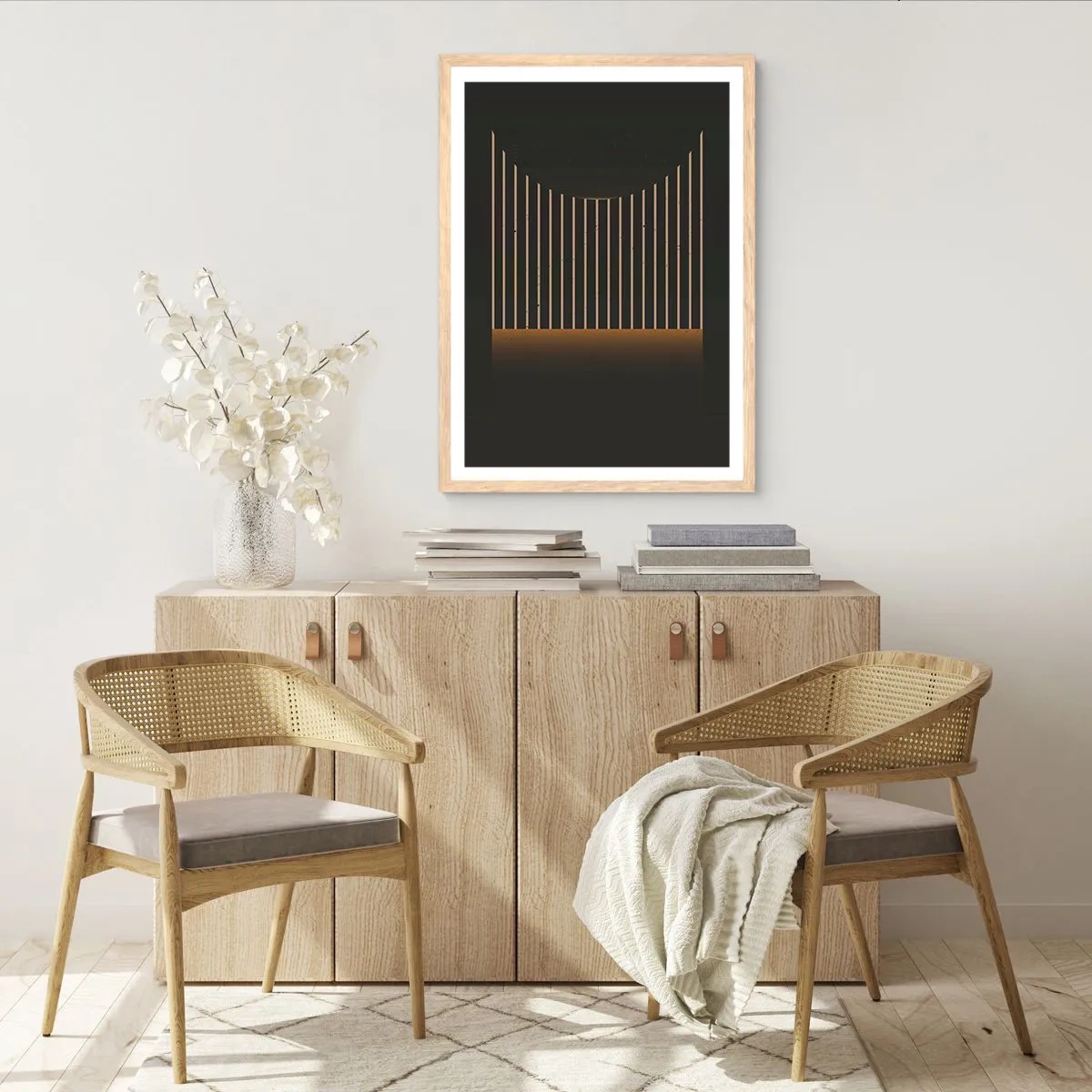 Plakat i ramme af lyst egetræ - Udforsk mørket - 70x100 cm