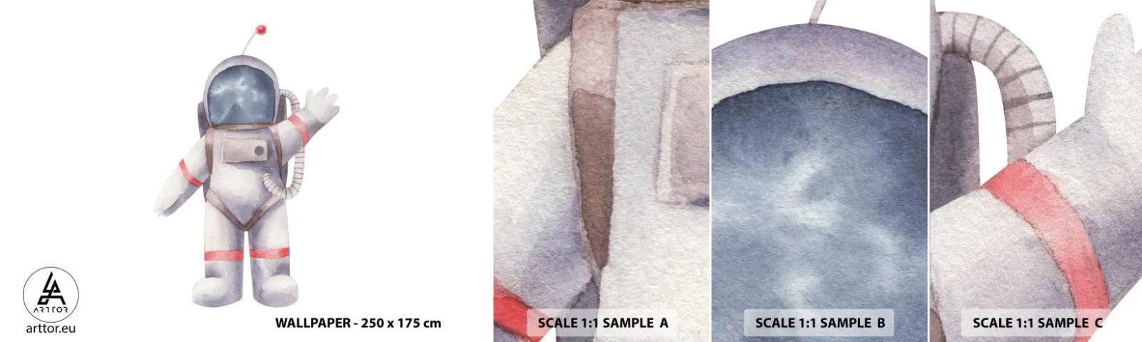 Fototapet Prøve Standard Eco - Det er alt for nu! - Astronaut, Børns, Minimalisme - 100x30 cm