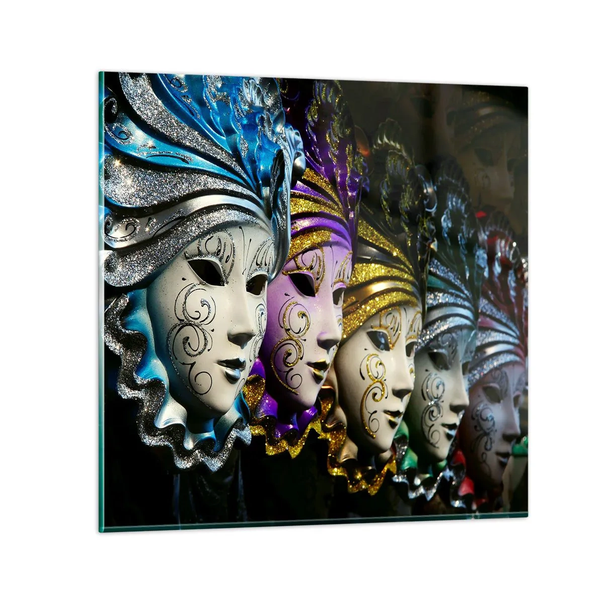 Billede på glas - Mysterium i guld og sølv - 50x50 cm