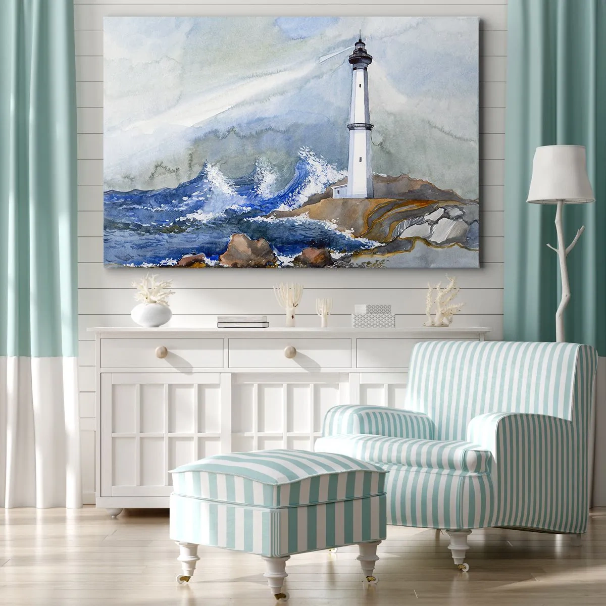 Lærredstryk - Billede på lærred - Mod mørket og stormen - 100x70 cm