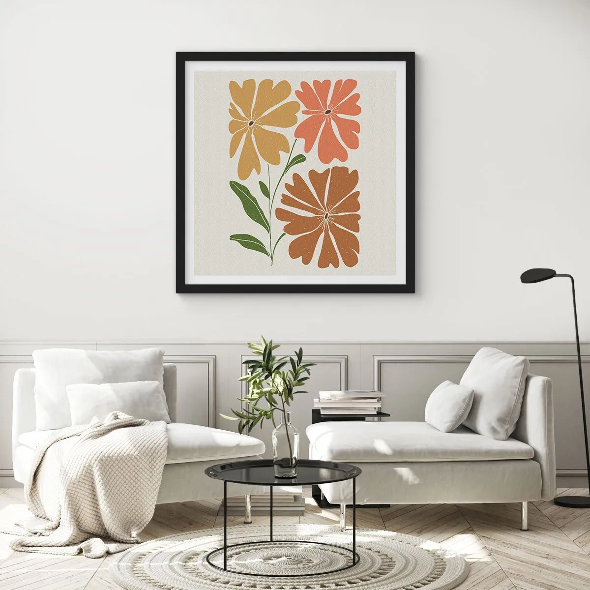 Plakat i sort ramme - Natur og geometri - 40x40 cm