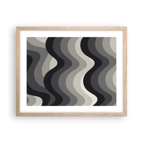 Plakat i ramme af lyst egetræ - Bølge efter bølge - 50x40 cm